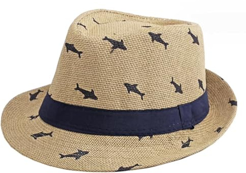 YJZQ Cappello di paglia, stile Panama, per bambini, estivo, cappellino pieghevole, cappello da sole, per spiaggia, cappello tradizionale panama, per il tempo libero per la testa, 52-53 cm, Cachi nero