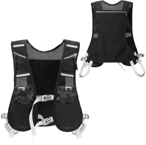 LUMOOM Gilet de course pour homme et femme - Gilet d'hydratation réfléchissant pour la course à pied - Avec de nombreuses poches - Réfléchissant pour marathon, randonnée, camping