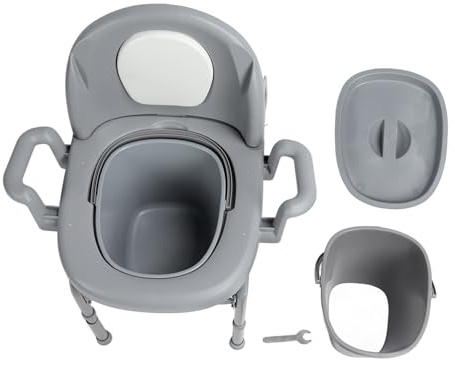 Sedia toilette pieghevole Toilette comodino Toilette portatile Toilette mobile comodino con altezza regolabile Robusta struttura in acciaio zincato Fondo antiscivolo per donne