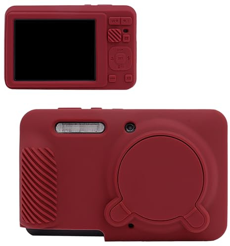 MUZIRI KINOKOO Kamerafodral för Kodak PIXPRO FZ55, mjuk silikonhylsa som passar för Kodak FZ55 digitalkameratillbehör, FZ55 skyddskåpa med avtagbart objektivlock – smal passform och lätt – mörkröd