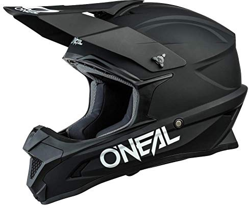 O'NEAL | Motocross-Helm | MX Enduro Motorrad | ABS-Schale, Lüftungsöffnungen für optimale Belüftung und Kühlung | 1SRS Helmet Solid | Erwachsene | Schwarz | Größe XS