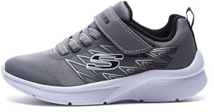 Skechers MICROSPEC TEXLOR, Zapatillas para Niños, Gray Textile/ Black Textile & Trim, 36 EU