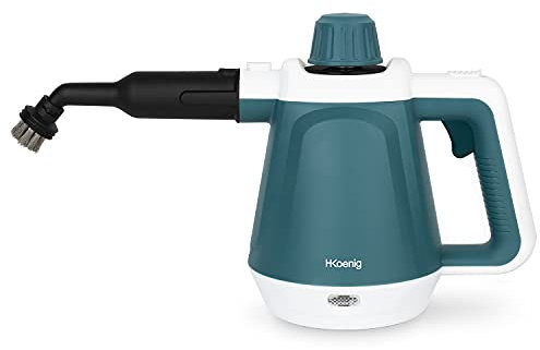 H.Koenig NV680 Handdampfreiniger 99,99% der Bakterien ohne Chemikalien, 3,5 bar, Dampf 40 g/min, bereit in 5 Minuten, 13 Zubehörteile, Fliesen, Küche, Bad, Fenster, Stoffe