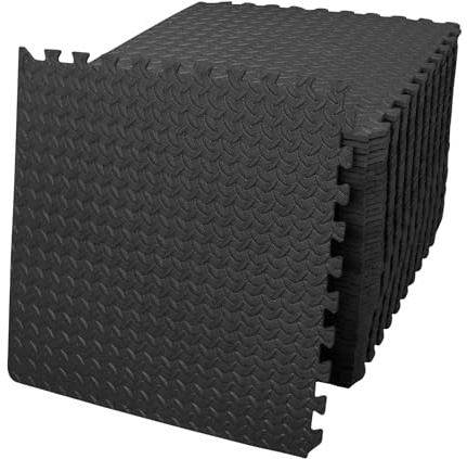 36 Pcs Soft Foam Exercise Floor Mats 60 x 60 x 1.1 cm, Black Interlocking EVA Puzzle Gym Flooring Tiles with Non Slip Cushion for Home Workout, Kids Play, Yoga, Garage and Exercise Equipment