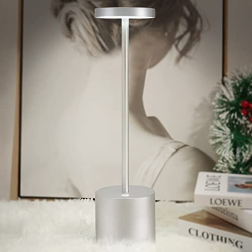 Hapfish Lampara de Mesa 8000mAh, Lámpara LED Escritorio Inalambrico con Control Remoto y Táctil, Regulable, Tres Modos de Color, Luz Recargable USB Modernas para Mesita Noche, dormitorio, Restaurante