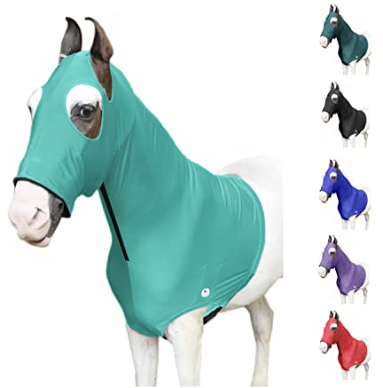 Majestic Ally Stretch Lycra hästhuva med dragkedja (stor, turkos)