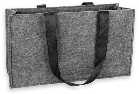 Schramm® Filztasche in grau mit Fächern und Umhängegurt ca. 50 x 28 x 15 cm Laptoptasche Aufbewahrungstasche Aktentasche Filz Tasche Filztaschen
