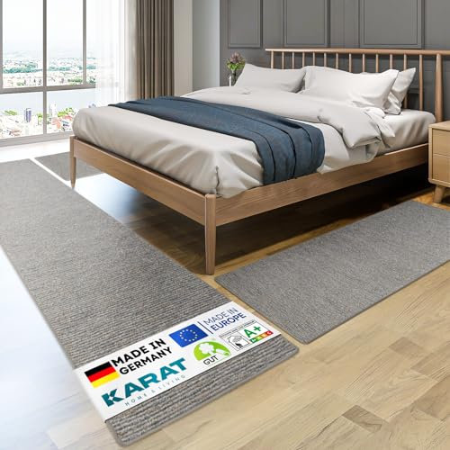 KARAT Bettvorleger - 3-teiliges Set - Moderne Bettumrandung in Silbergrau - Teppich Läufer für Schlafzimmer Wohnzimmer - Flauschiger Teppichläufer Geneva (B: 67 cm | L: 1 x 250 cm + 2 x 140 cm)