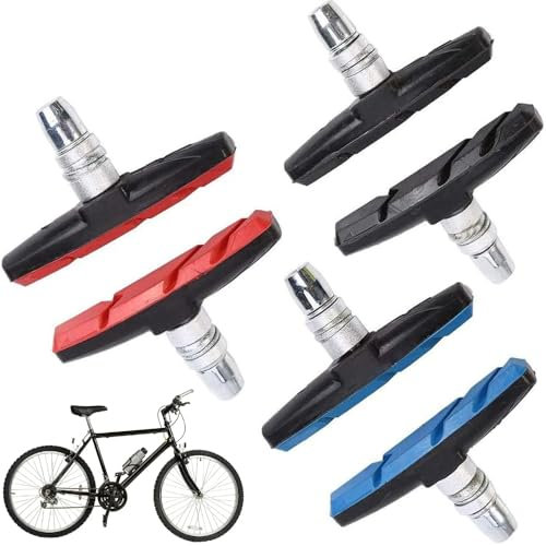 SXCCNW Bremsschuhe, 6 Stück V-Brake Bremsbeläge, Bremsklötze Fahrrad, Fahrrad Bremsbeläge mit Bolzen für Straßenrad Mountainbike Schwarz Blau Rot 70mm