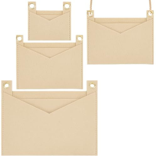 WADORN 3 Stück 3 Größen Filz Handtascheneinsatz, Mini Umschlag Geldbörse Filzeinsatz Organizer Crossbody Clutch Umrüstsatz Mit Eisenösen Für Umschlag Pochette, Aprikose