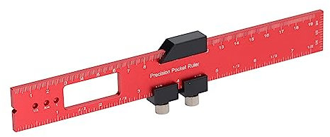 Holzbearbeitungslineal, Rechenschieber mit Anreißwerkzeugen, AnreißLineal aus Aluminiumlegierung, Rutschfest, Genauigkeit, Taschenlineal, Metrisches Lineal, Me