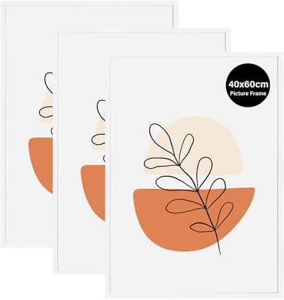 KAIWIN 3 Pack Bilderrahmen 40x60 cm, Weiß Rahmen 40x60, Holz Fotorahmen zum Aufhängen, Posterrahmen Benutzt für Fotos, Bilder, Poster, Puzzles