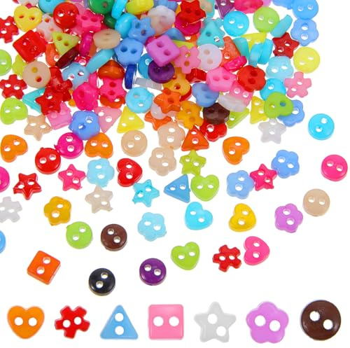 210 Stück Knöpfe Bunt Gemischt Bastelknöpfe Verschiedene Formen Candyfarben Kunststoff Farbige für Diy Basteln Nähen Handwerk Scrapbooking Painting Geschenk Dekorieren