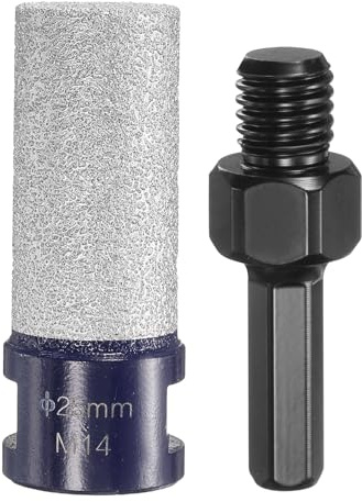 HARFINGTON Diamond Finger Milling Bits 25mm (1) Dia 5/8-11 Thread Diamond Milling Bit for Enlarging Shaping Existing Holes in Porcelain Ceramic with 3/8 Hex Shank Adapter, Blue/Black