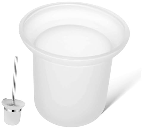 Support de Brosse en Verre Dépoli pour Cuvette de Toilettes Blanc | Gobelet de Remplacement pour Brosse Wc, Rangement Mural Antidérapant, Entretien Facile, Usage Maison et Salle de Bain
