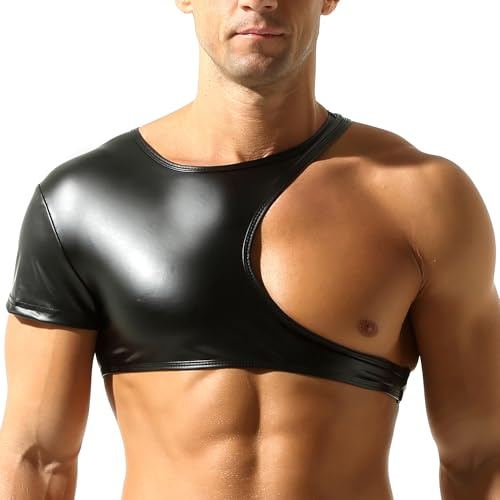 DTODWW Mens Faux Leather Hooded Vest Sleeveless Tops Activewear Tank Tops Muscle Slim Fit