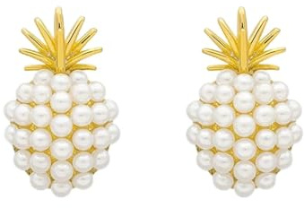 Örhängen ananas stiftörhängen för kvinnor eleganta pärlörhängen temperament smycken fest örontillbehör hängen mujer, En storlek, Acetat, Ingen ädelsten