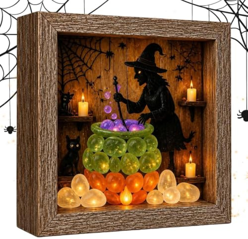 Genérico Halloween festliga souvenirskuggor med LED- | Skuggram med havsglas för , premiär hem, nattduksbord, öppen spis, matbord, samlare