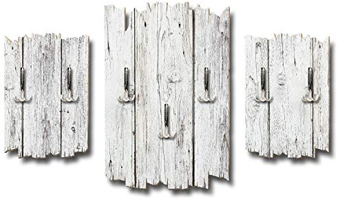 Kreative Feder 3-teilige Designer Wandgarderobe Holzoptik weiß - Flurgarderobe Wandpaneele 95x60cm aus MDF (Holzoptik weiß)