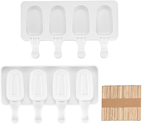 Does not apply 47KP 2 Pieces Silicone Cream 4 Cavity, Ice Lolly Makers, Cakesicle Cake Pop, Frozen Dessert Chocolate Popsicle Tray Molds Moulds with 50 Sticks