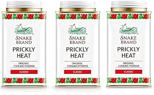 Prickly Heat Powder Snake Brand Cooling Classic 140 G Made in Thailand (3er Pack)