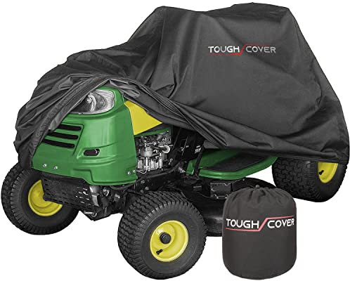 XL Tough Cover Universal Lawn Tractor Cover, Heavy-Duty 600D Marine Grade Fabric, Covers Against Water, UV, Dirt, Wind for Outdoor Mower Storage (Black)