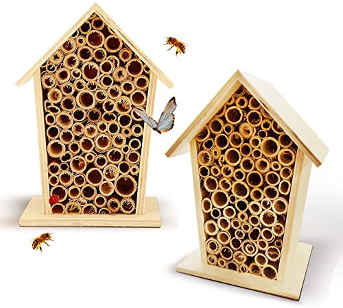 Insektenhotel Klein Zum Aufhängen, Bienenhotel Insektenhotel, Schmetterlingshaus Für Garten, Bienenhaus Balkon, Marienkäferhaus Wildbienen Insektenhaus Holz Bambus Bausatz Kinder Fenster Luxus