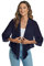 Famrrifuu Damen Bolero Chiffon Schulterjacke 3/4 Ärmel Elegant Kurze Cardigan Leichte Dünn Bolerojacke Casual,Navy,S