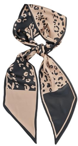 GIMIRO Sciarpa in seta satinata, 148 x 13,5 cm, cravatta a doppio strato, per blazer, cappotto, abito, Black/Brown Shadow, 148cm x 13,5cm