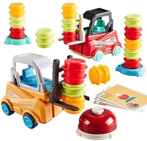 Engineer Forklift Transport Game, Jeu de Transport par Chariot élévateur Ingénieur, Jouet de Chariot élévateur avec Cloche Jeux d'empilage éducatifs, Jouets Vehicules de Construction pour Enfants