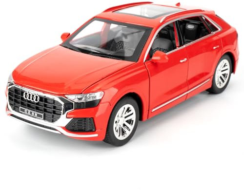 imtfzct 1:24 Q8 Modellauto, Alu-Druckgussauto mit Rückholfunktion, Kinderspielzeugauto mit Licht und Sound, Sammlermodell Spielzeug, Kindergeschenk (rot)