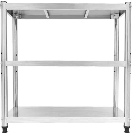 Wiefiche Étagère de cuisine debout, haute performance, à 3 niveaux, support pour micro-ondes en métal, jusqu'à 30 kg, en acier inoxydable 201, pour cuisine, salle de bain, garage (80 x 80 x 40 cm