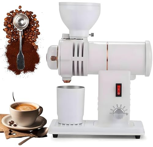 250 G De Grain De Poudre à Café Grinder électrique, Broyeur De Café électrique en Acier Inoxydable Café Garin Burr avec Moulin à 10 Positions Sélectrice Réglable Ghost Dent White