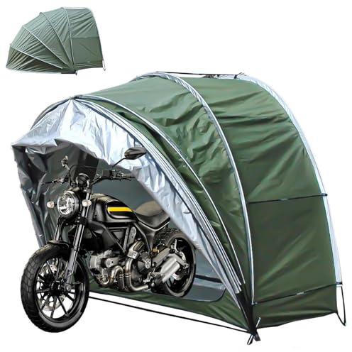 HUGDSB Bike Storage Tent, Outdoor Bicycle Sheds with 210D Oxford Fabric for 2/3/4/5 Bikes, Bike Covers Shelter for Motorcycle, Garden Tools, Toys, Lawn Mower(Green)