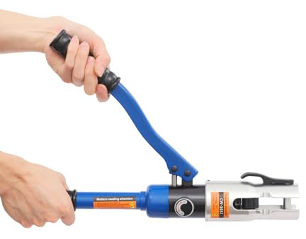 Pinza a pressa idraulica, 10 tonnellate, con 9 matrici da 12 a 32 mm, per tubi compositi in alluminio in acciaio inox, rame, testa girevole a 360°, set professionale con valigetta blu