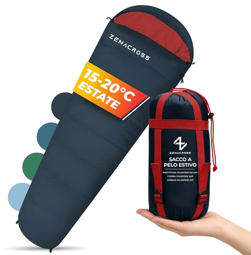 Zenacross Sacco a Pelo Estivo - Sacco a Pelo Compatto & Ultra Leggero (900g) per Campeggio, Attività all'aperto e Festival - Nero