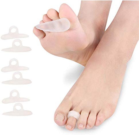 CAREOR 6 Pieces Hammer Toe Cushion - Hammer Toe Gel Pads Corrector & Straightener for Curled, Curved, Claw & Mallet Toe Relief - Right & Left Gel Support Crest Cushion (White)