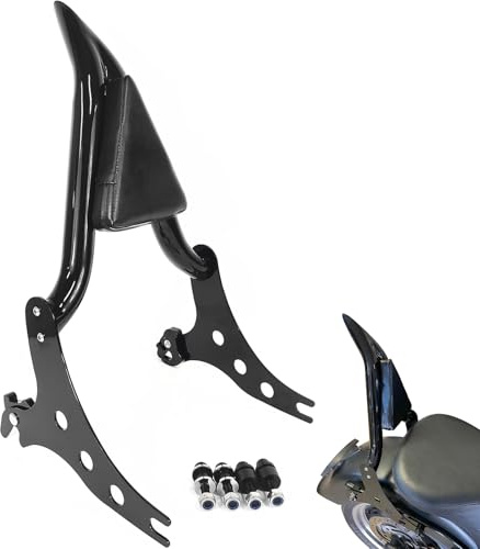DreDoggMoto 22 Black Sissy Bar Fatboy Detachable Quick Release Rear Passenger Backrest Docking Hardware Compatible with Harley Fat Boy 2007-2017 Softail 2006-2012 Cross Bones Night Train Bar
