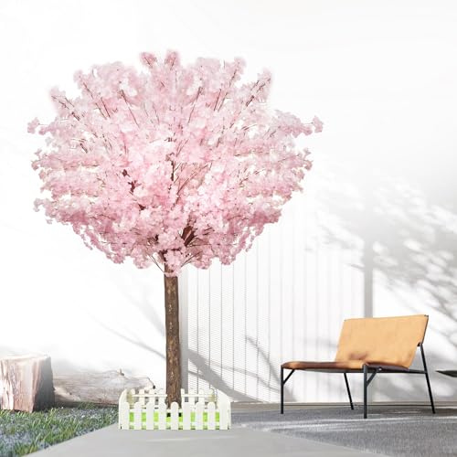 Artificial Cherry Trees Indoor Decor: Handmade Natural Fake Cherry Blossom Pink Tree Outdoor for Party Wedding Christmas