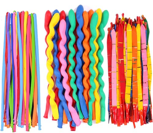 Boopati 260 Long Magic Balloons - Latex Twisting Balloons, Rocket, Spiral, Children's Birthday Party Pack of 150, Large Assortment