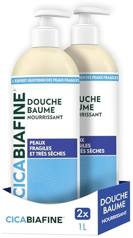 Cicabiafine - Baume Douche Surgras Nourrissant (lot de 2 flacons-pompes de 1 L) – Gel douche surgras pour peaux très sèches – Soin de la peau hydratant et haute tolérance dès 3 ans