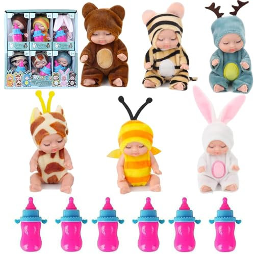 Babypuppe mit 6 Flaschen