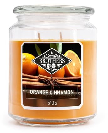 Candle Brothers Große Duftkerze im Glas | Orange Cinnamon | Duftkerze Weihnachten | Kerze lange Brenndauer (100h) | Kerze mit mehreren Dochten | Kerzen Orange