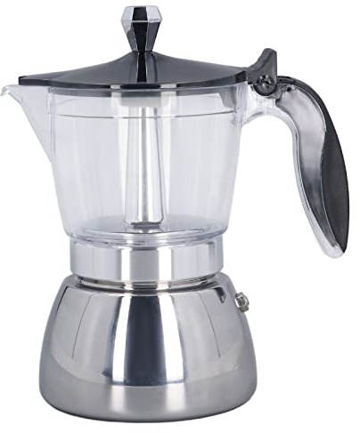 Cafetera for estufa, cafetera Moka de inducción, máquina de café expreso for estufa, cafetera for estufa, cafetera Moka de 6 tazas, tapa de ABS transparente