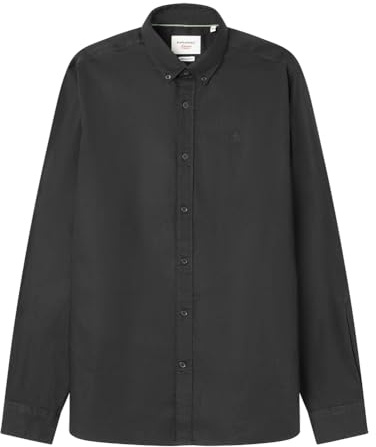 SPRINGFIELD Men's Linen Basic European Flax Shirt, Black Standard, S