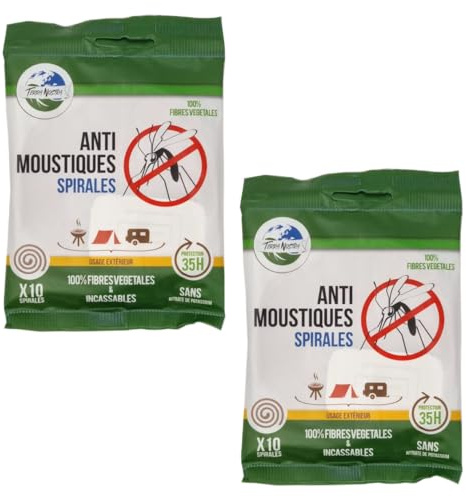 TERRA NOSTRA - Anti Moustiques en Spirales - Actif 100% d'Origine Végétale - Avec Socle Métallique - Fabriqué en France - Lot de 2 Sachets de 10