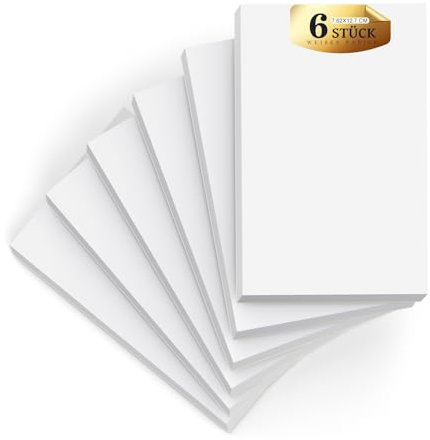 Roneky Notizblock A7 Notizblöcke kleine, 6 Stück Schreibblock A7, weiße Notizblöcke, kleine Schreibblöcke weißes Papier, 50 Blatt pro Blanko Mini Notizblock Kratzpapier für Büro Schule Haus