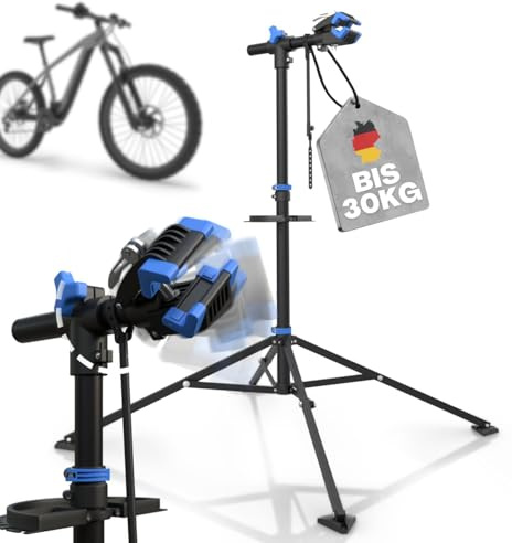 Tarpofix® Fahrrad Montageständer bis 30kg für E-Bike - Reparaturständer | Profi Fahrradständer & Fahrradhalter, höhenverstellbar | Schwerlast Reparaturständer für E-Bike & Fahrrad | klappbar, stabil