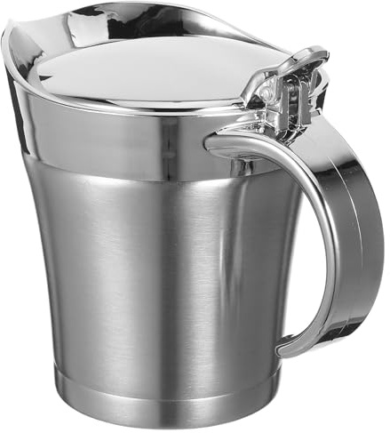 jojofuny Saucière Isotherme en Acier Inoxydable 450 Ml Double Paroi Pichet à Sauce Thermique pour Steak et Assaisonnement Versement Précis Usage Maison et Restaurant