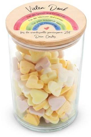 GRAVURZEILE Personalisiertes Vorratsglas - Regenbogen Aquarell - 880 ml